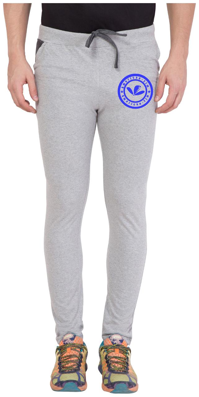 

American-Elm Men s Grey Melange Cotton Printed Trackpant
