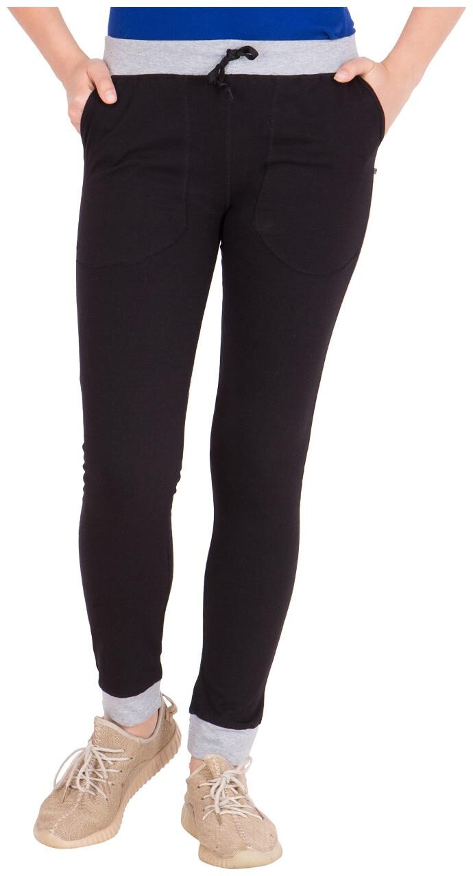 

American-Elm Women s Cotton Track Pant-Black Grey