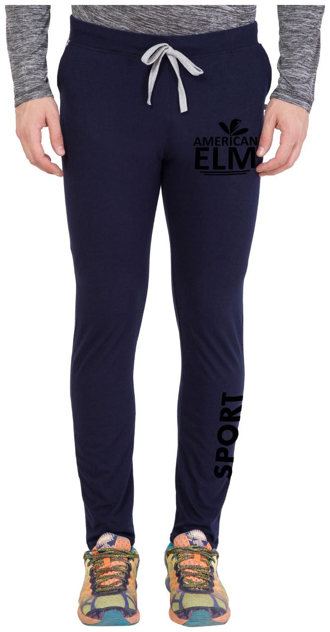 

American-Elm Navy Stylish Black Printed TrackWear for Men