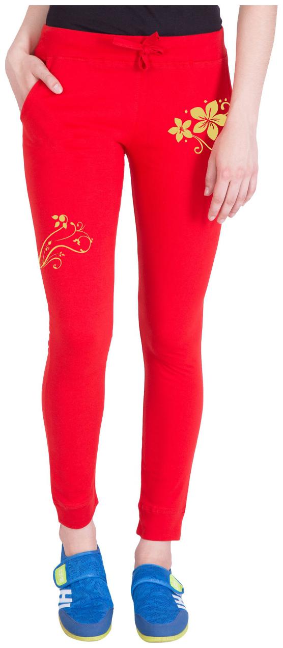 

American-Elm Women Regular fit Cotton Printed Track pants - Red
