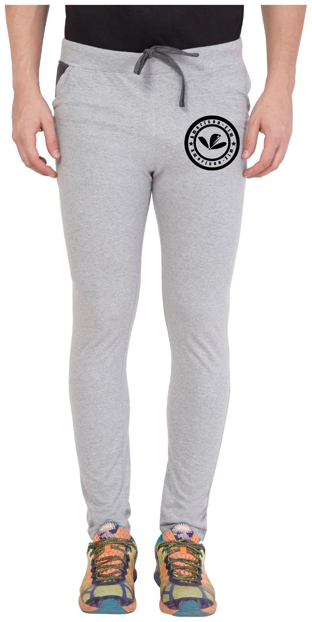

American-Elm Men s Grey Printed cotton Trackpant