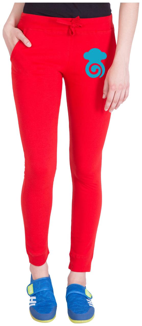 

American-Elm Women Slim fit Cotton Printed Track pants - Red