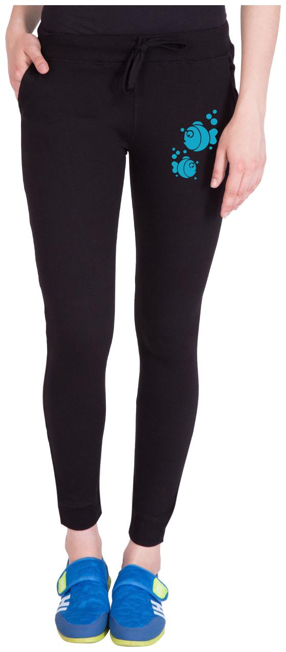 

American-Elm Women Slim fit Cotton Solid Track pants - Black