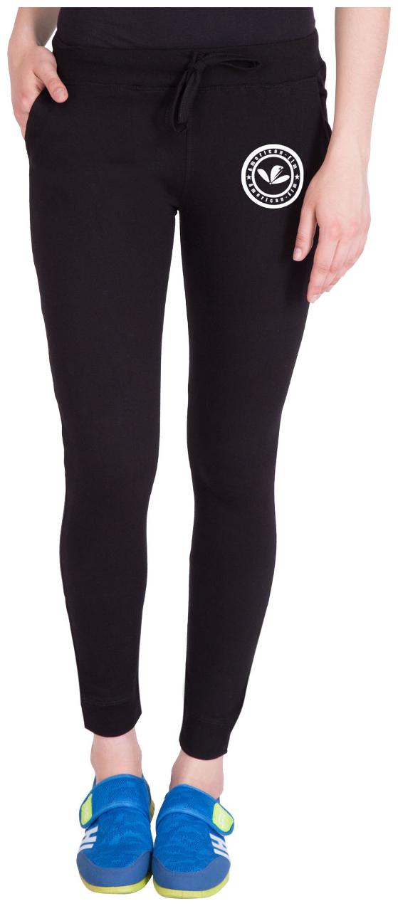 

American-Elm Women Slim fit Cotton Solid Track pants - Black
