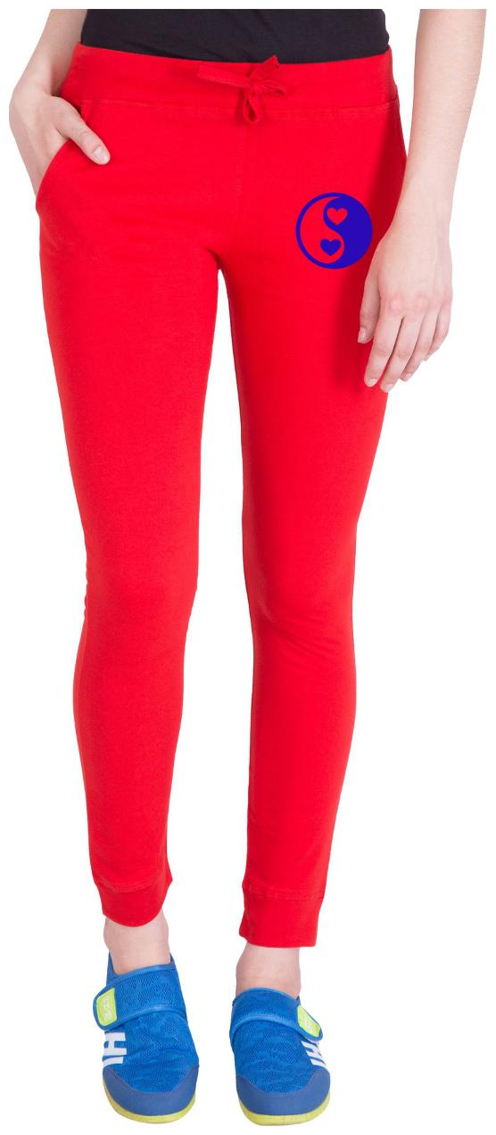 

American-Elm Women Slim fit Cotton Printed Track pants - Red
