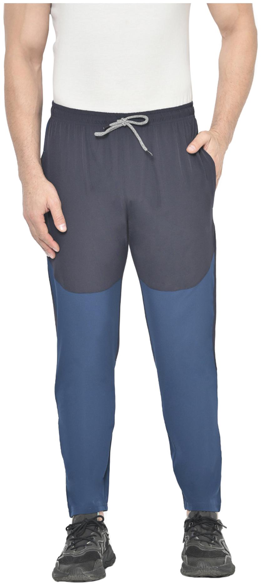 

American-Elm Polyester Colorblocked Navy Blue Blue Color Track Pant For Men