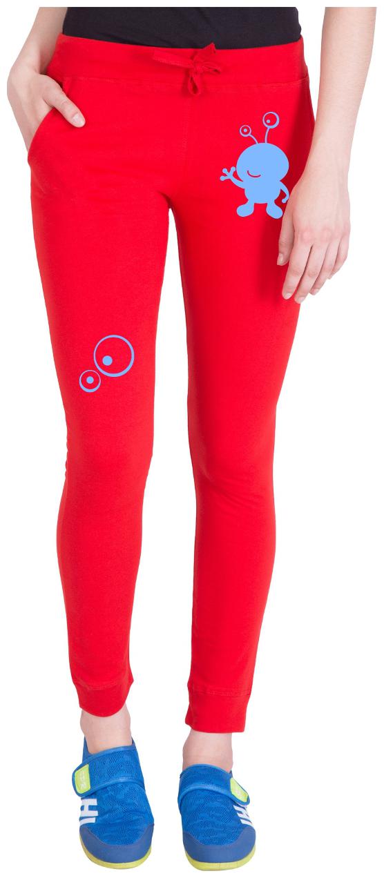 

American-Elm Women Regular fit Cotton Printed Track pants - Red