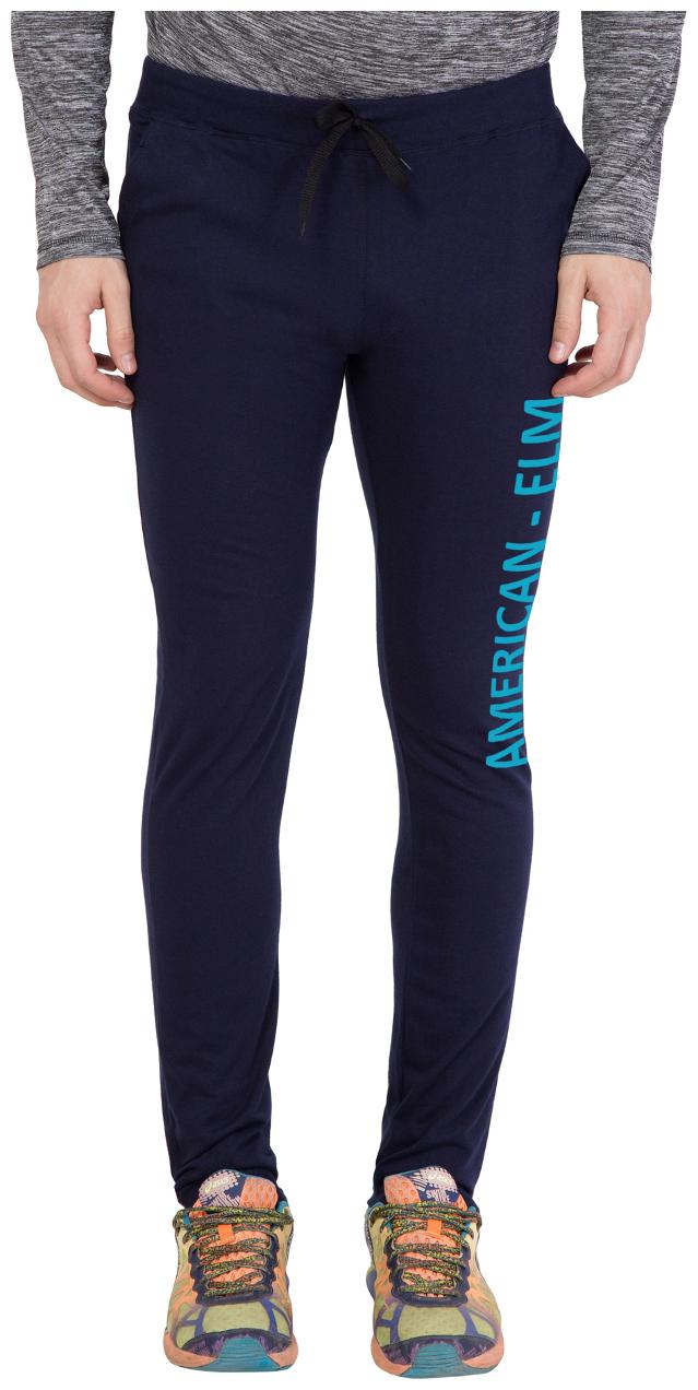 

American-Elm Men s Navy Slim Fit Printed Trackpant