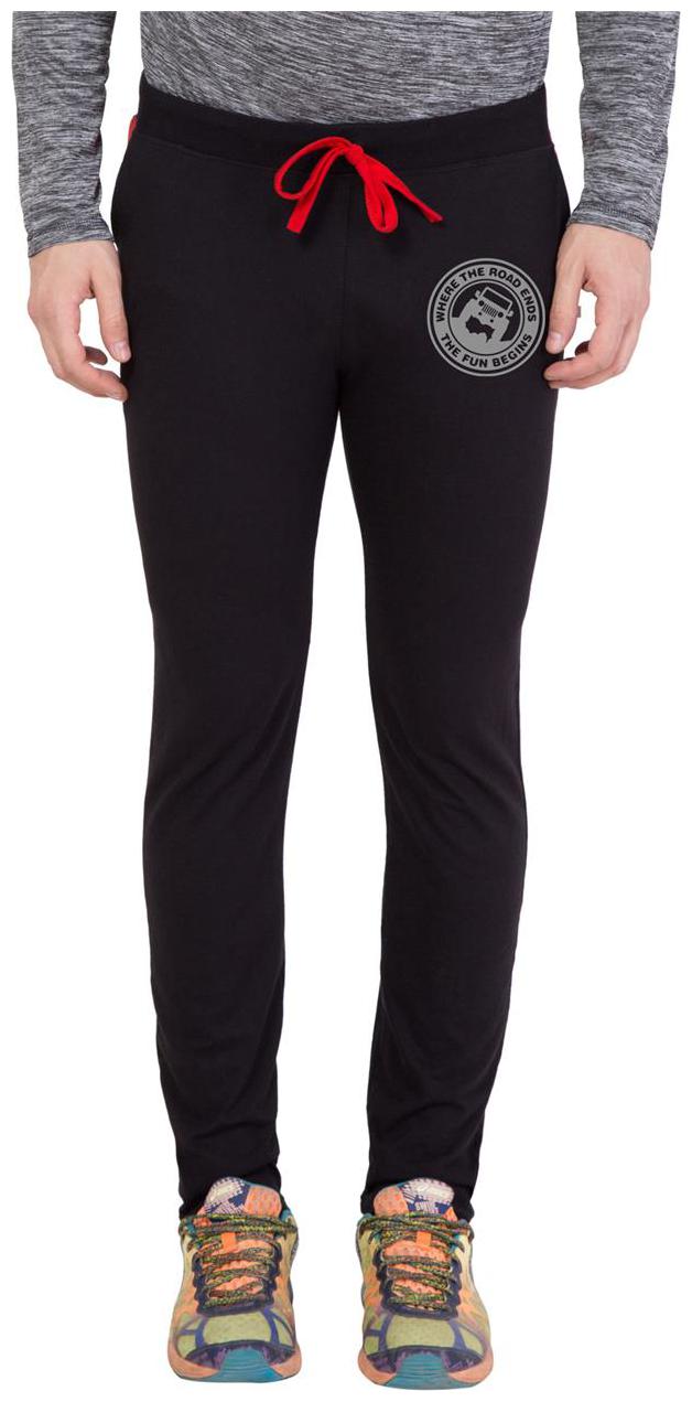 

American-Elm Men s Black and Grey Round Zeep Printed Track Jogger