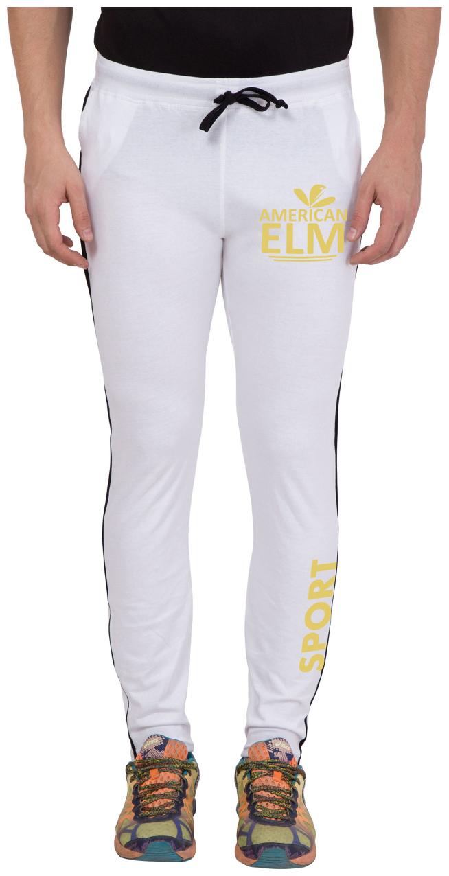

American-Elm Men s White Stylish Golden Printed Track Jogger