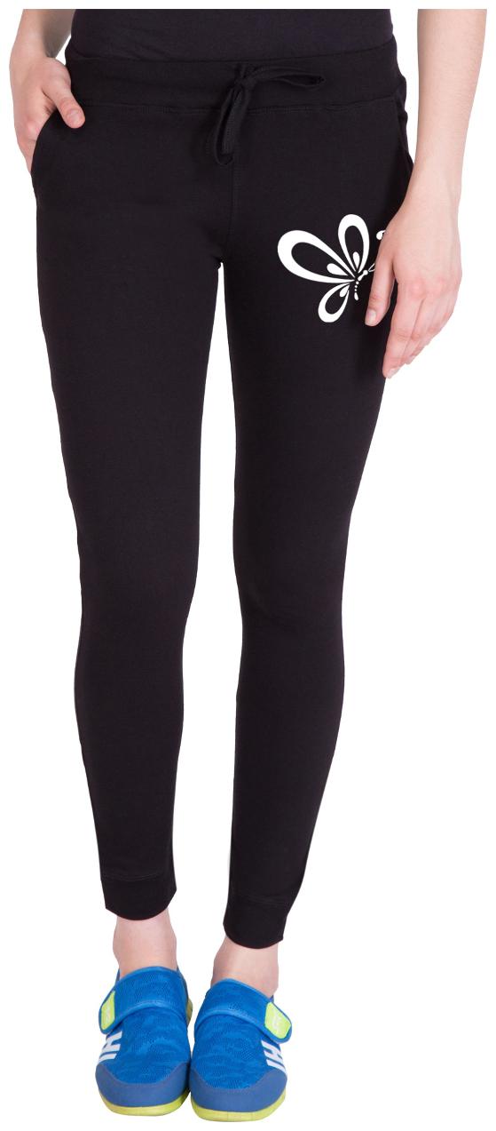 

American-Elm Women Regular fit Cotton Printed Track pants - Black