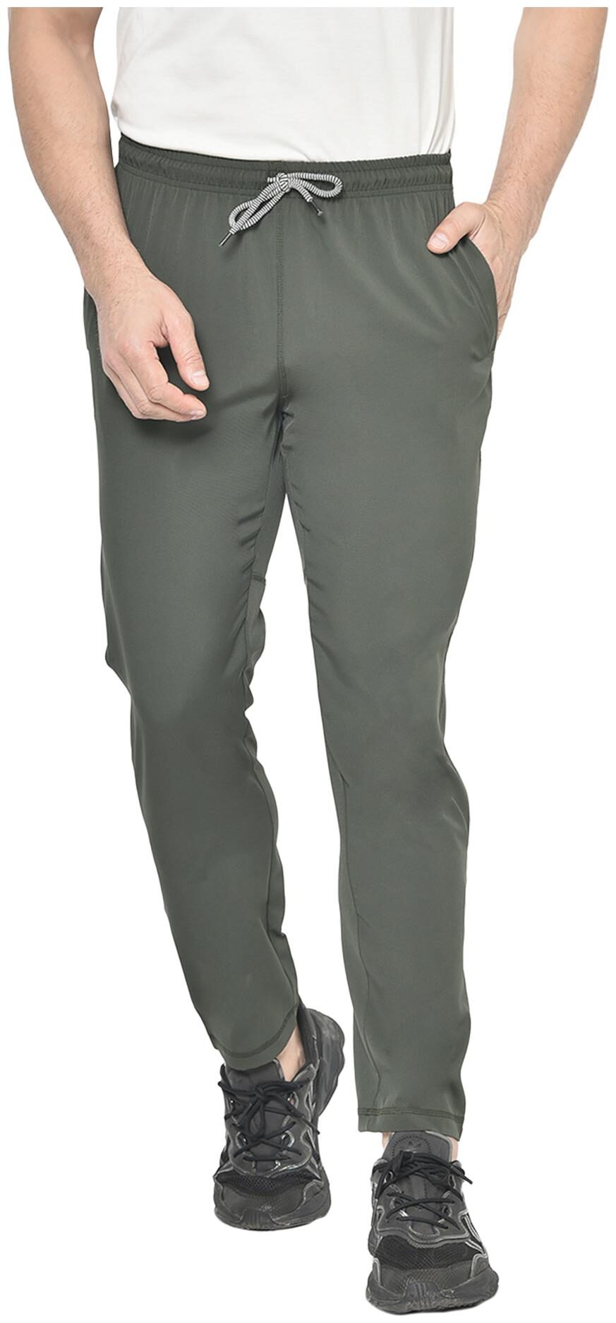 

American-Elm Men Olive Solid Slim fit Track pants