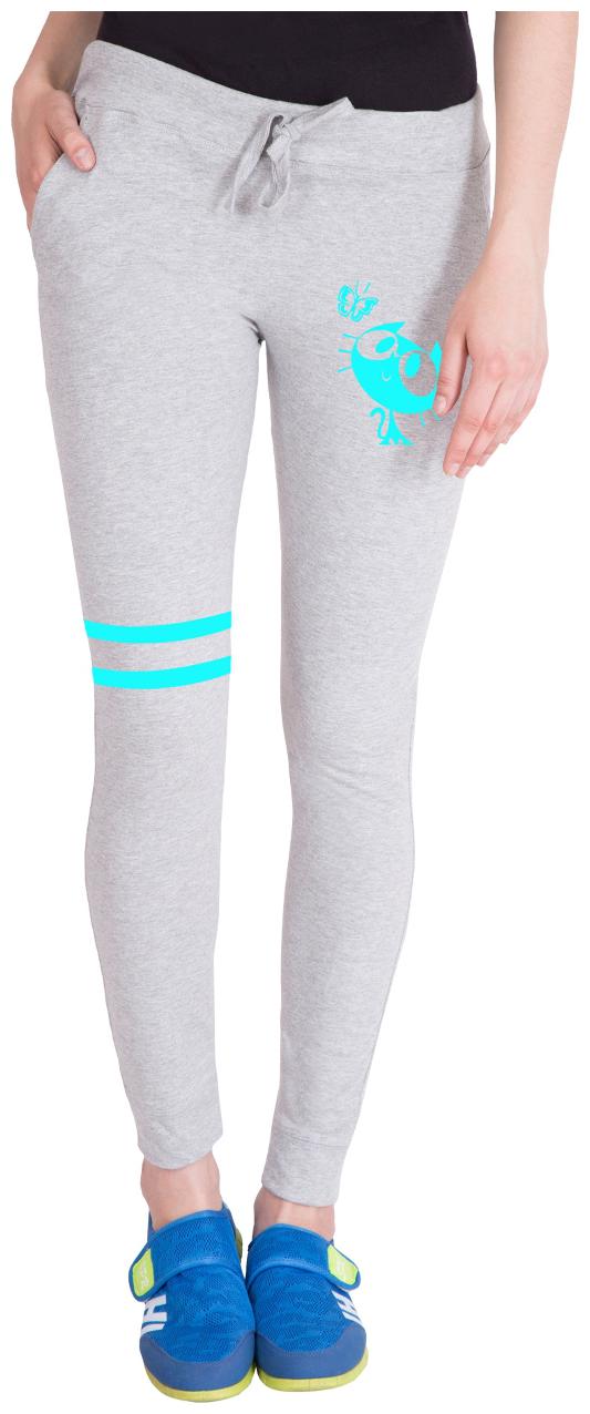 

American-Elm Women Slim fit Cotton Printed Track pants - Grey