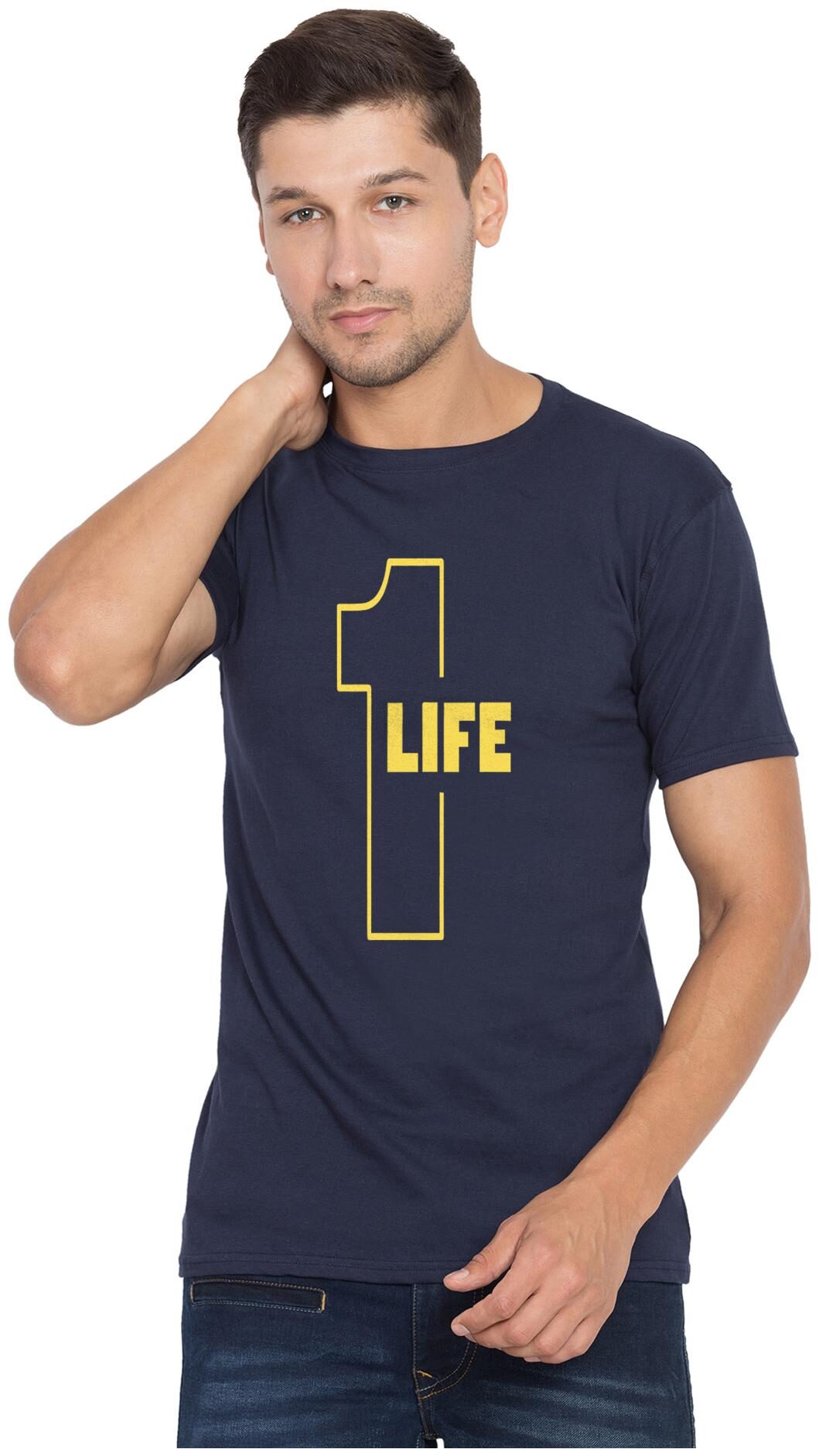 

American-Elm Men Blue Slim fit Cotton Round neck T-Shirt - Pack Of 1