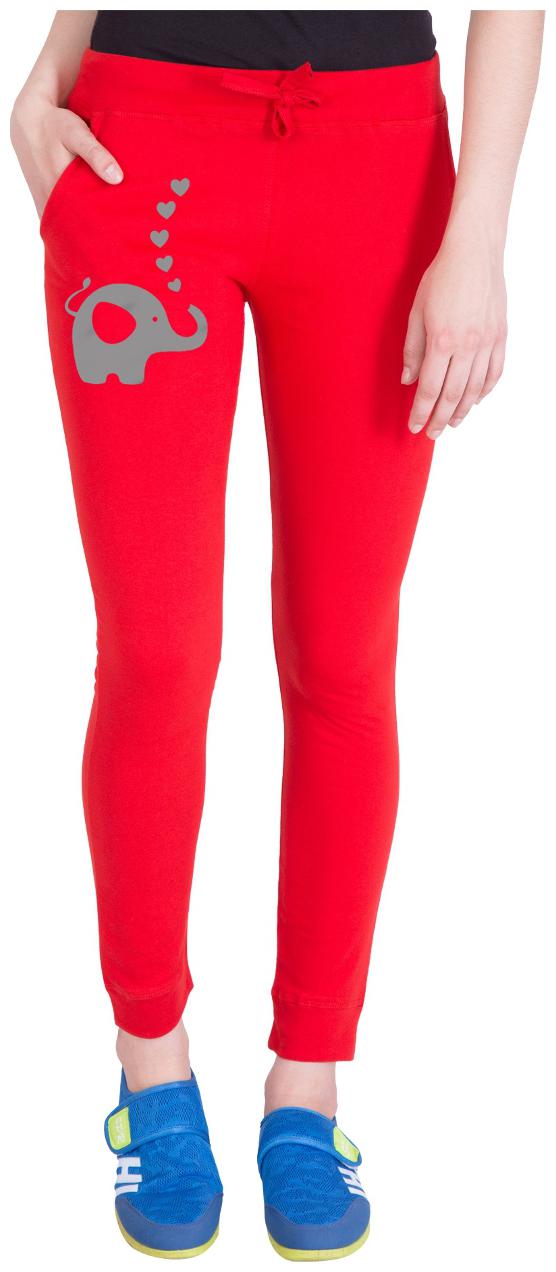 

American-Elm Women Regular fit Cotton Printed Track pants - Red