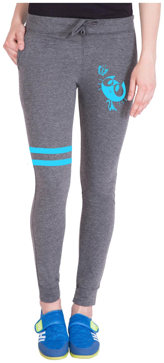 

American-Elm Women Slim fit Cotton Printed Track pants - Grey