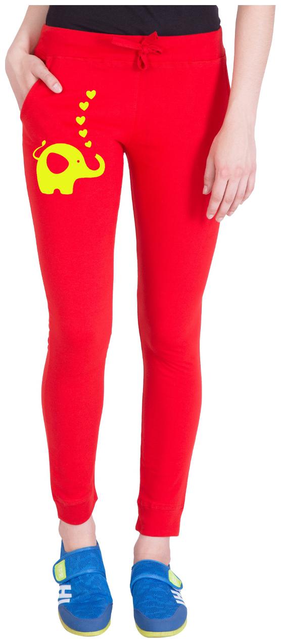 

American-Elm Women Regular fit Cotton Printed Track pants - Red