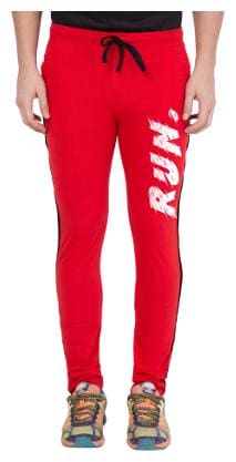 American-Elm Red;White Run Printed Trackpant for Men