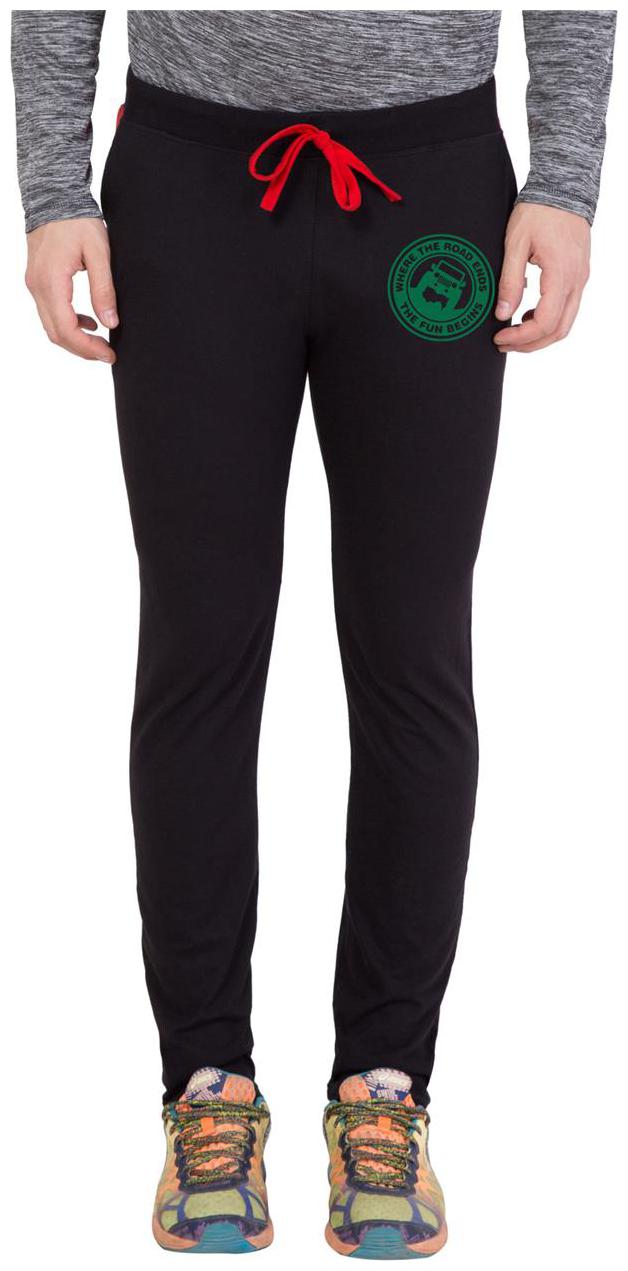 

American-Elm Men s Black Green Round Zeep Printed Trackpant