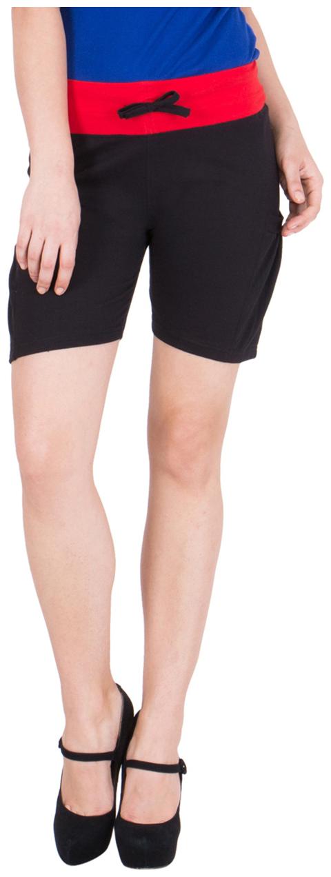 

American-Elm Women Solid Sport shorts - Black