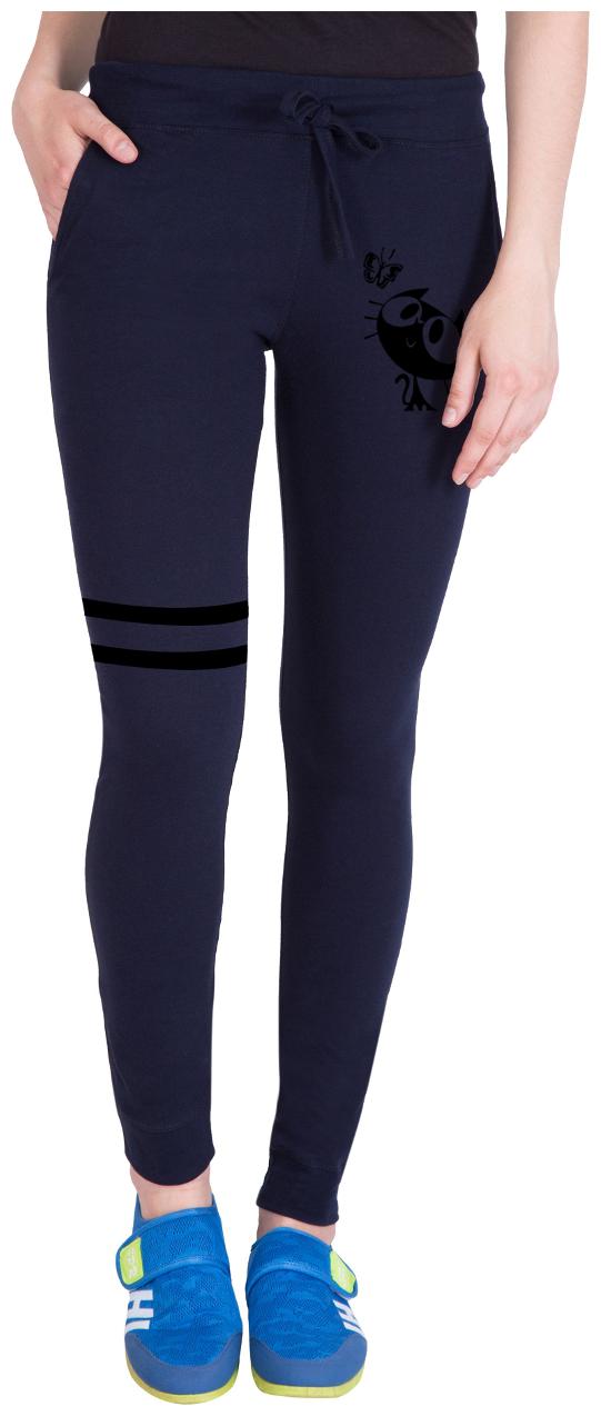 

American-Elm Women Slim fit Cotton Solid Track pants - Blue