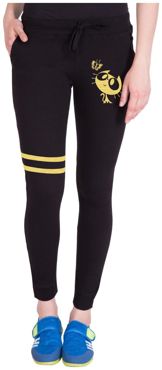 

American-Elm Women Slim fit Cotton Solid Track pants - Black