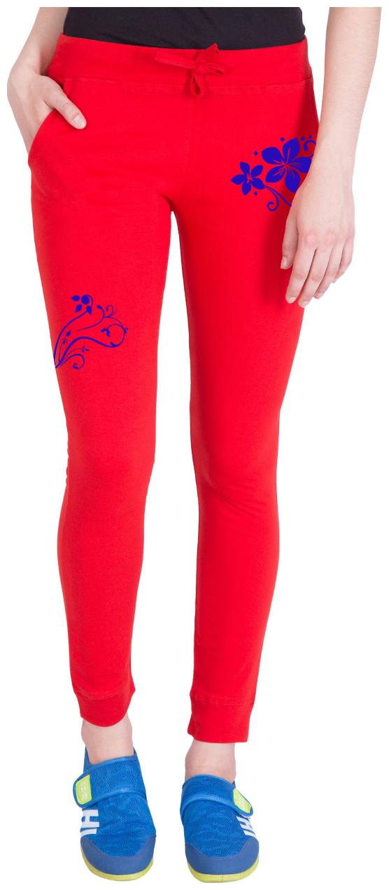 

American-Elm Women Regular fit Cotton Printed Track pants - Red