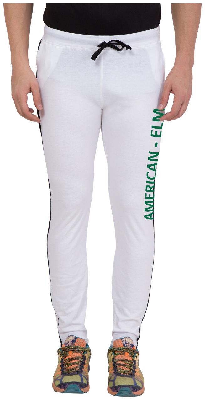 

American-Elm Men s White Printed Slim fir Trackpant