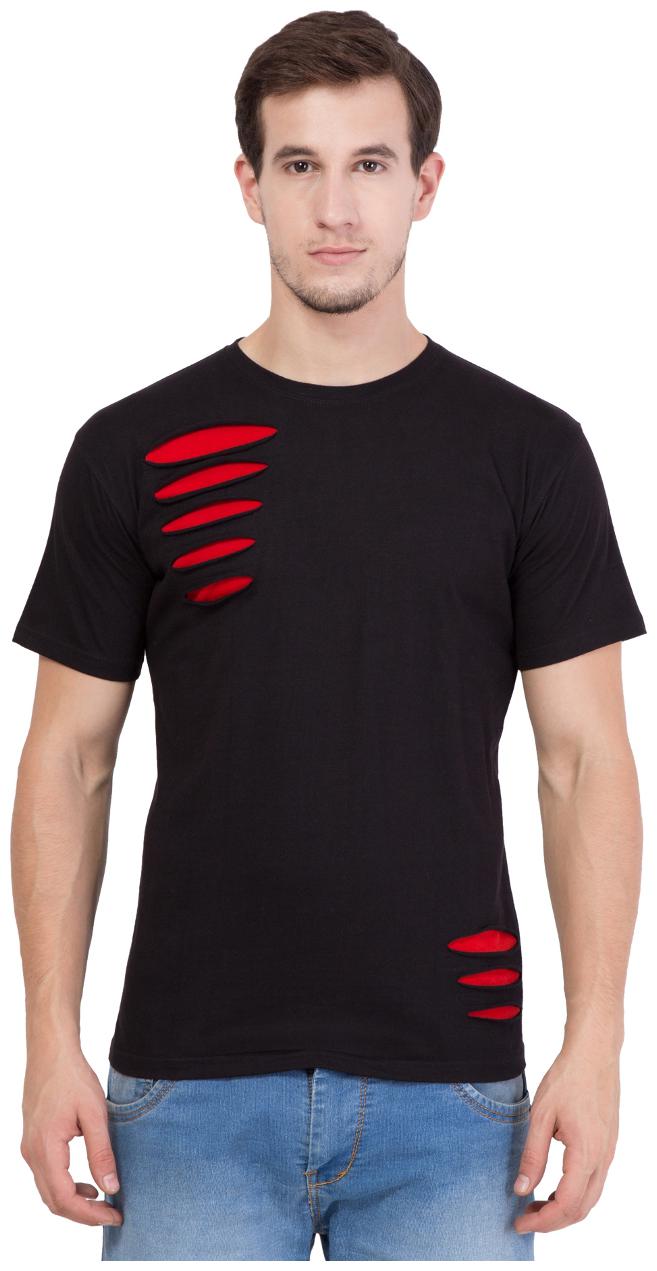 

American-Elm Men Black Regular fit Cotton V neck T-Shirt - Pack Of 1