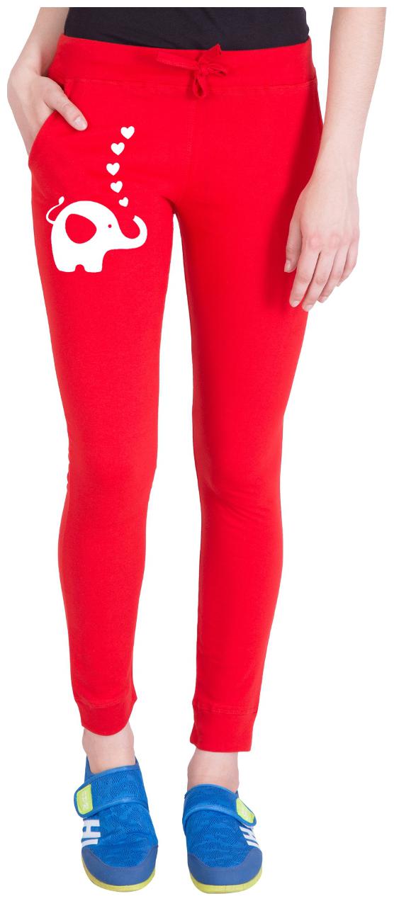 

American-Elm Women Regular fit Cotton Printed Track pants - Red