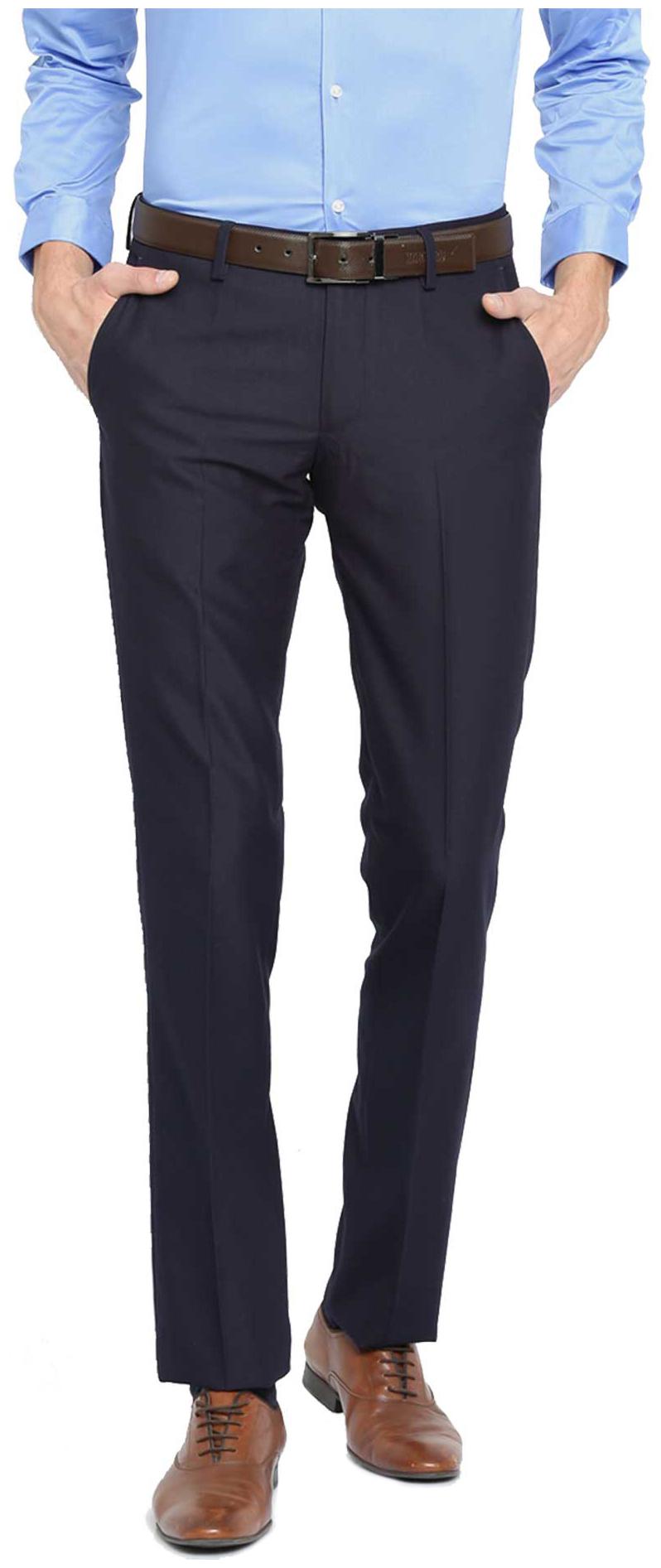 

American-Elm Men Solid Slim Fit Formal Trouser - Navy Blue