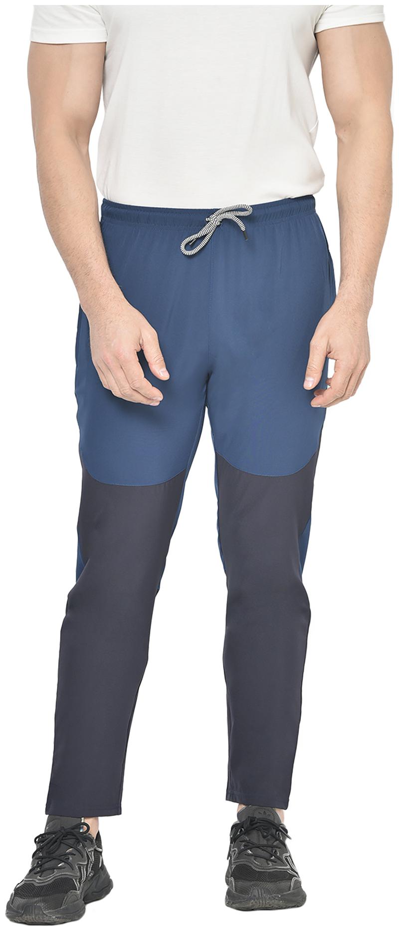

American-Elm Polyester Colorblocked Blue Color Track Pant For Men