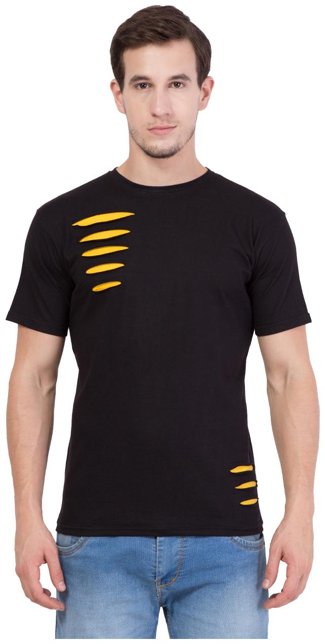 

American-Elm Men s Round Neck Printed T-Shirt - Black