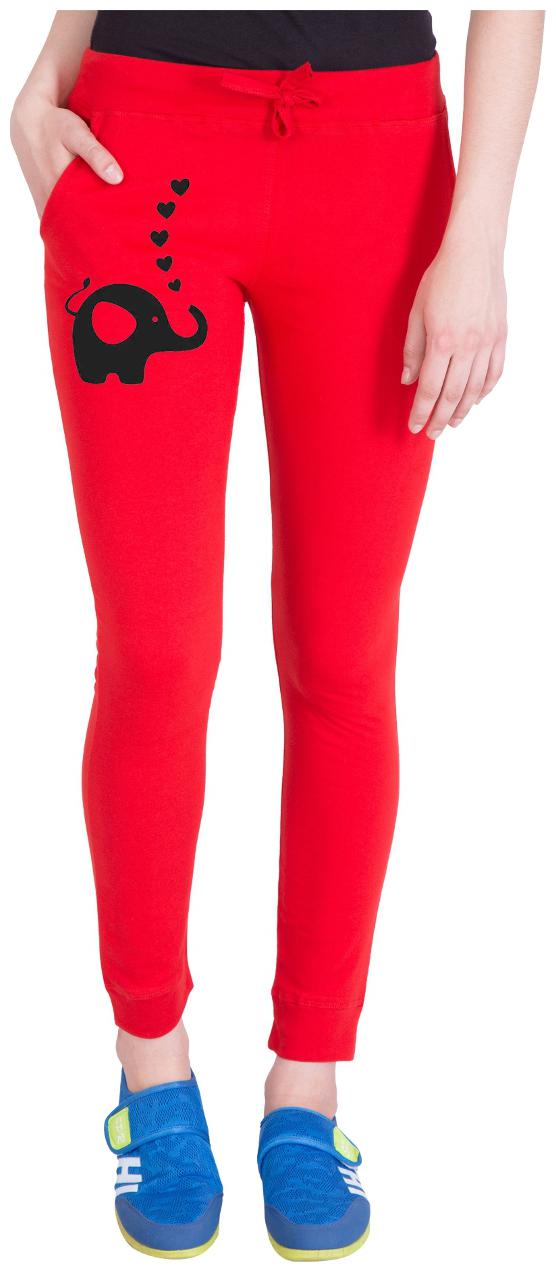 

American-Elm Women Regular fit Cotton Printed Track pants - Red