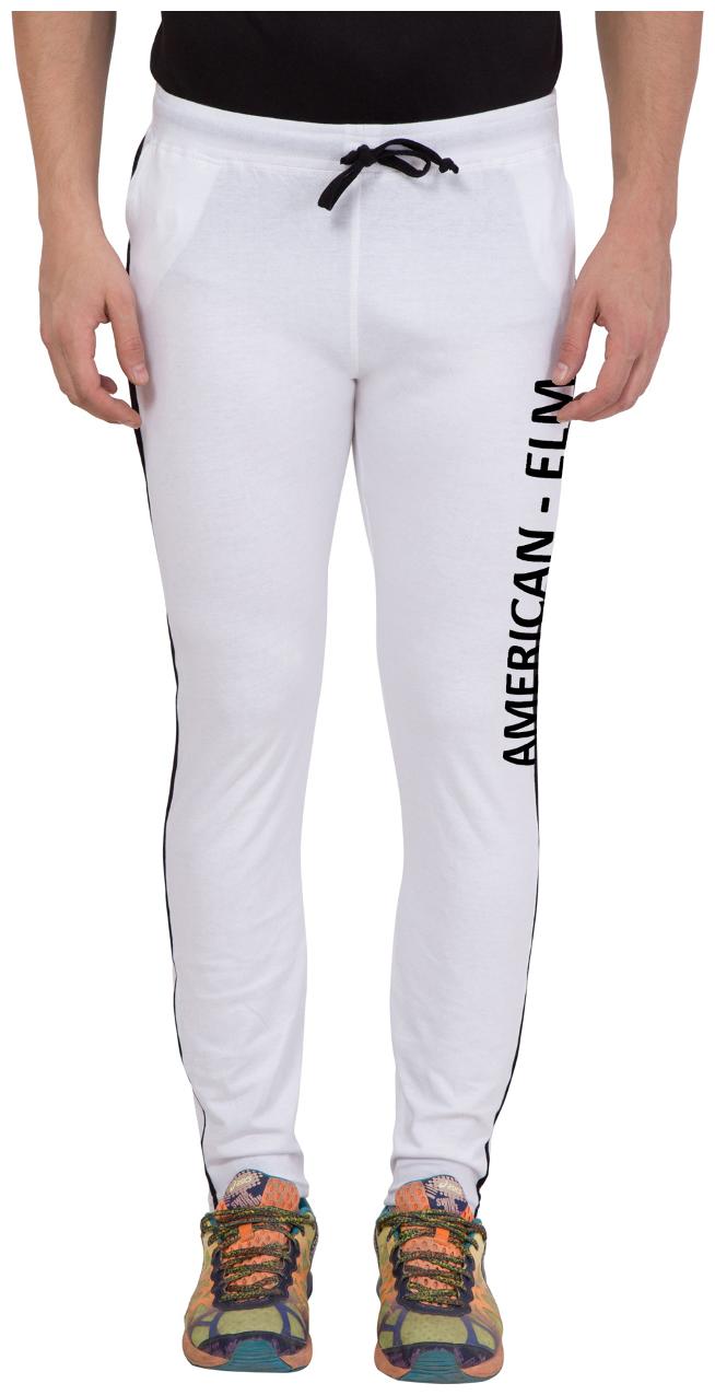 

American-Elm White Slim Fit Trackpant for Men