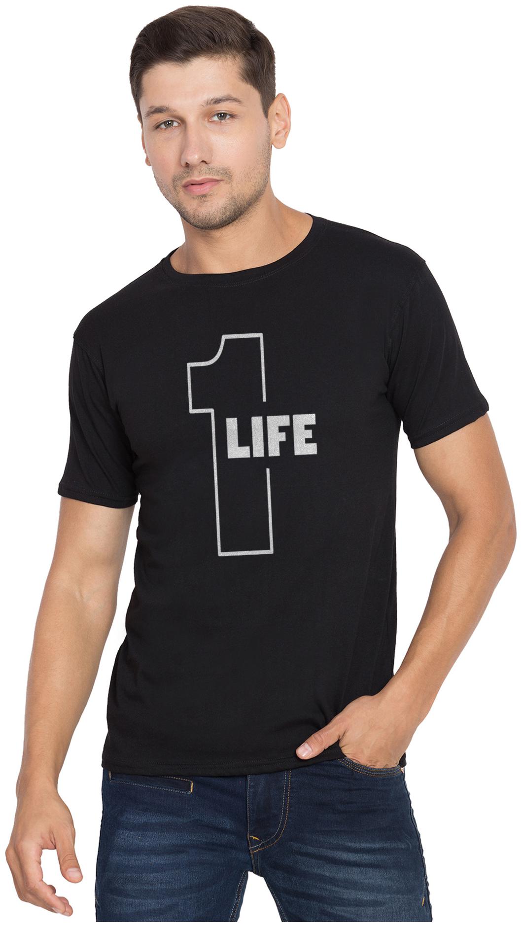 

American-Elm Men Black Slim fit Cotton Round neck T-Shirt - Pack Of 1