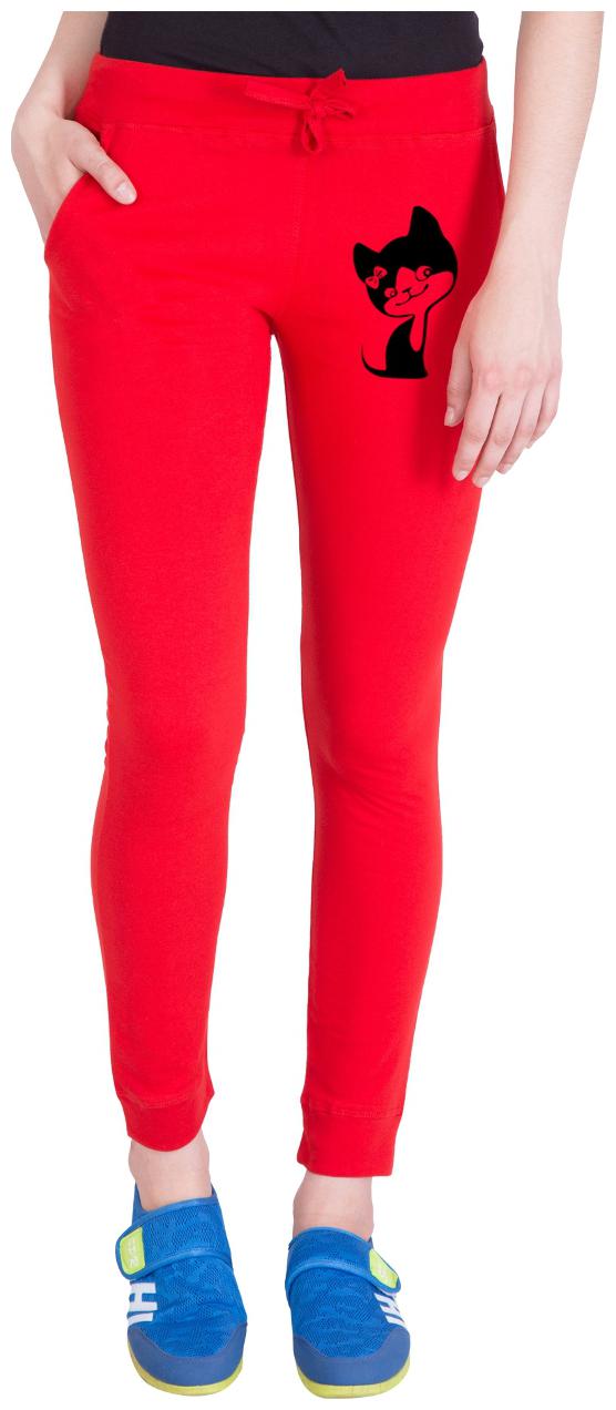 

American-Elm Women Regular fit Cotton Printed Track pants - Red