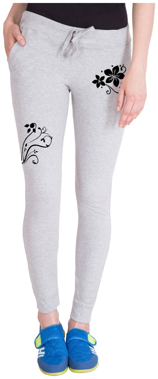 

American-Elm Women Regular fit Cotton Printed Track pants - White