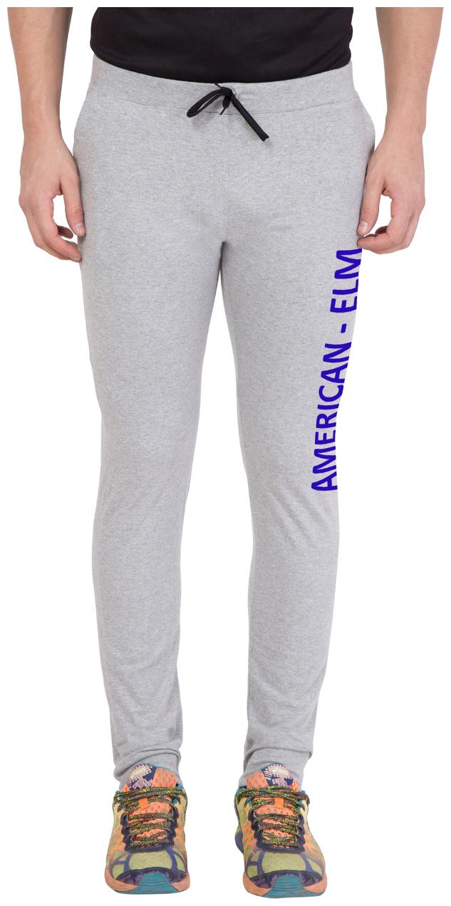 

American-Elm Men s Grey Melange Cotton Printed Trackpant