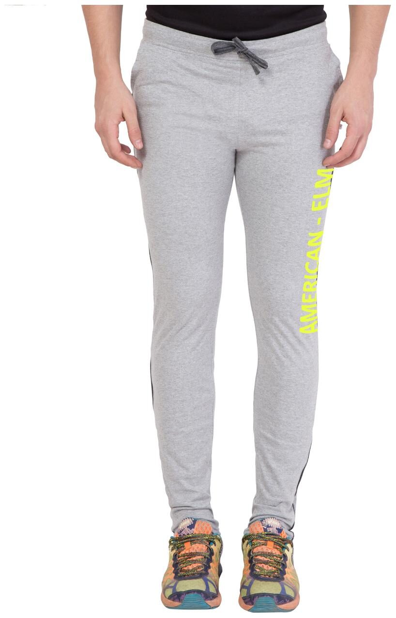 

American-Elm Men s Grey Printed cotton Trackpant