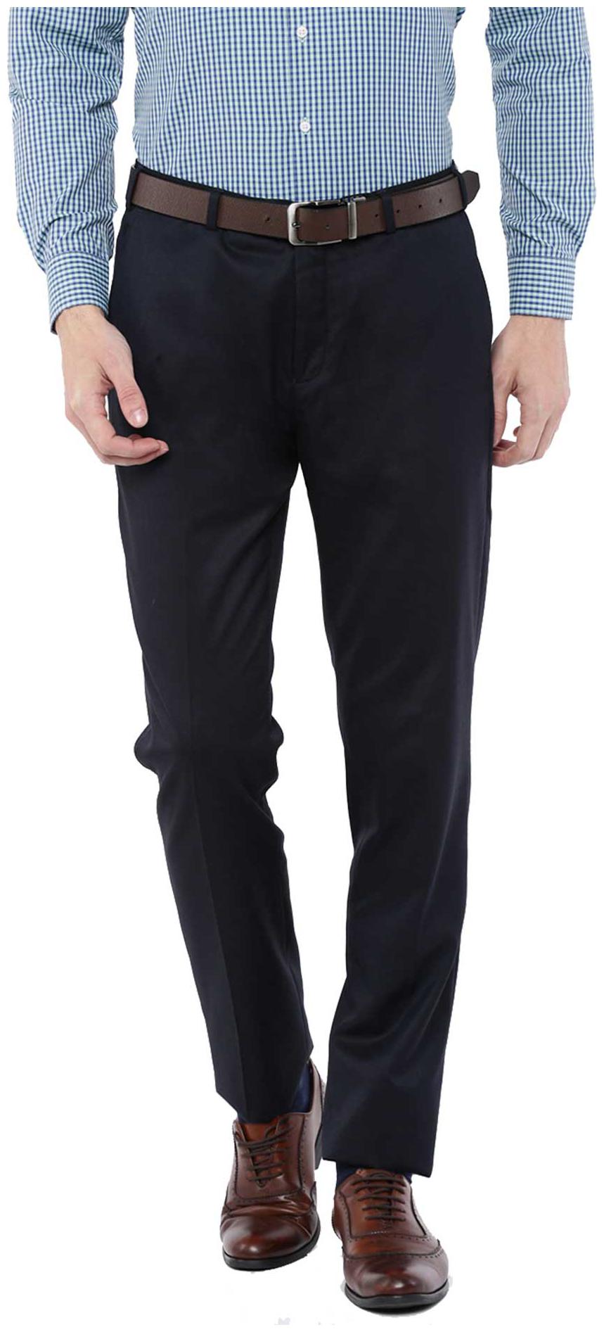 

American-Elm Men Solid Slim Fit Formal Trouser - Navy Blue