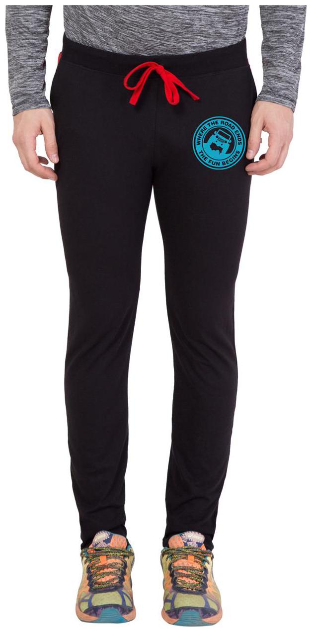 

American-Elm Men s Jet Black Slim Fit Zeep Printed Trackpant