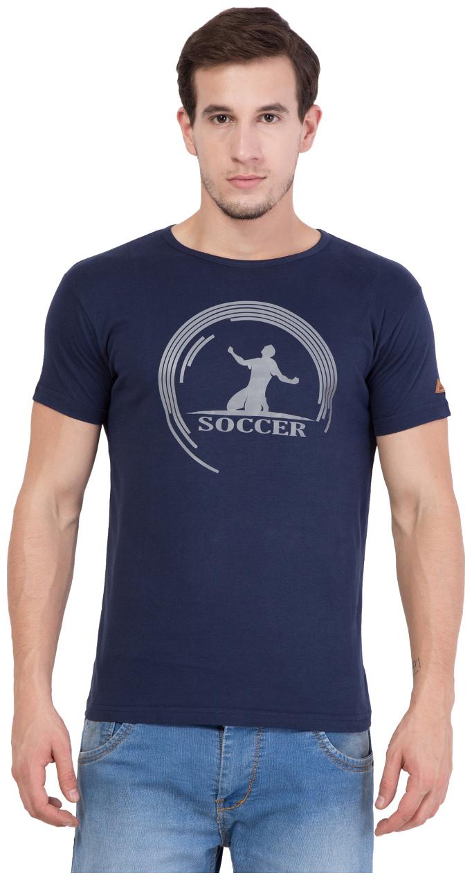 

American-Elm Men s Round Neck Printed T-Shirt - Blue