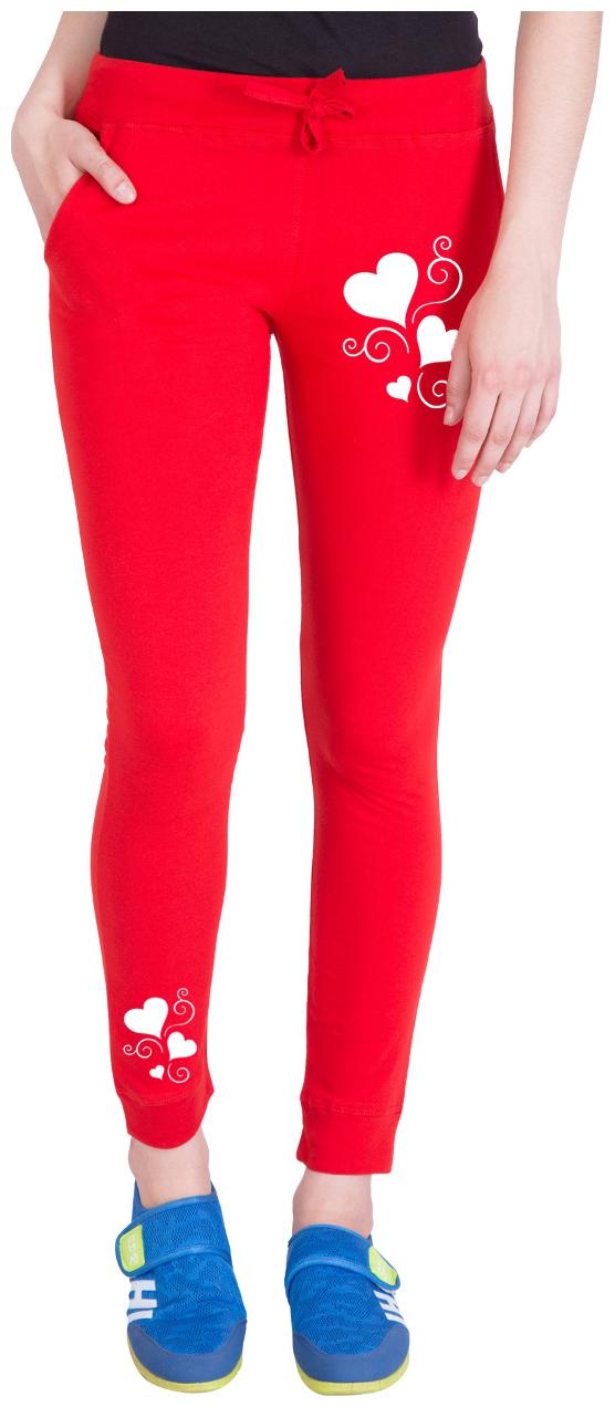 

American-Elm Women Regular fit Cotton Printed Track pants - Red
