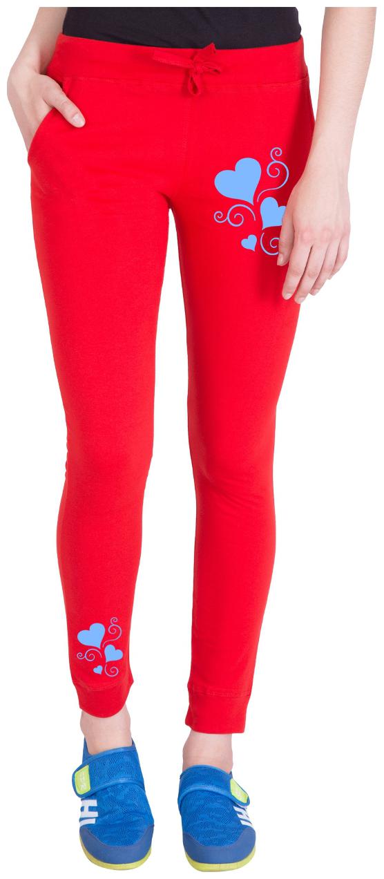 

American-Elm Women Regular fit Cotton Printed Track pants - Red