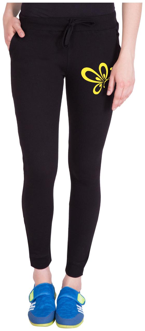 

American-Elm Women Regular fit Cotton Printed Track pants - Black