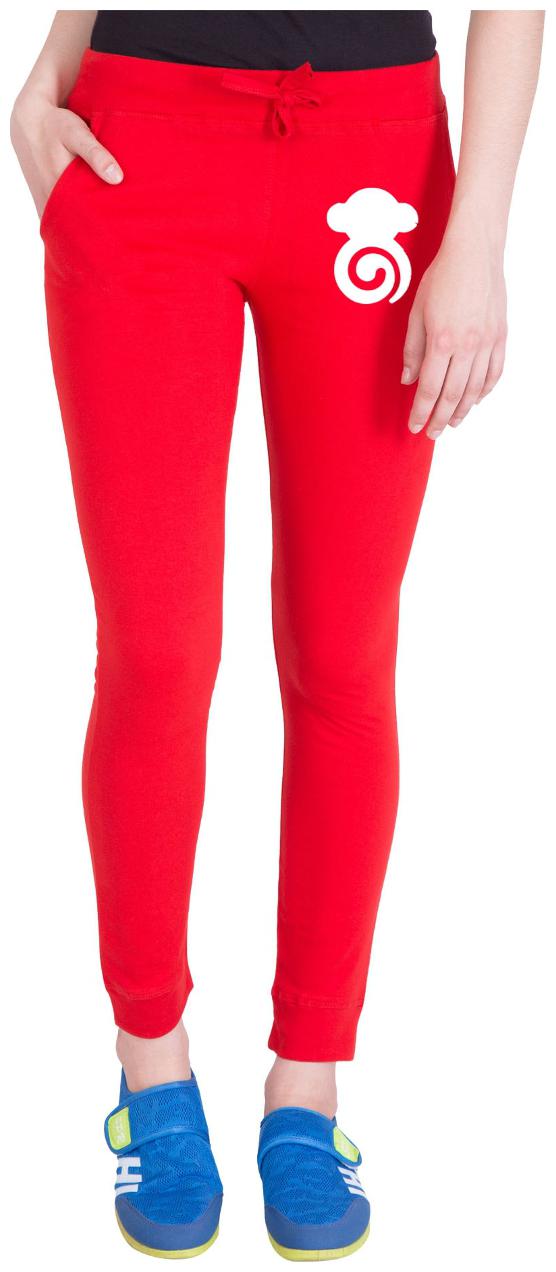 

American-Elm Women Slim fit Cotton Printed Track pants - Red