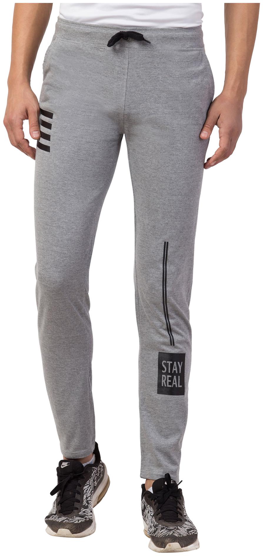 

American-Elm Men Cotton Printed Grey Track Pants