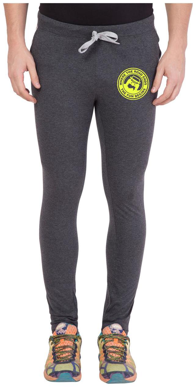 

American-Elm Dark Grey Melange Round Zeep Printed Track Jogger for Men