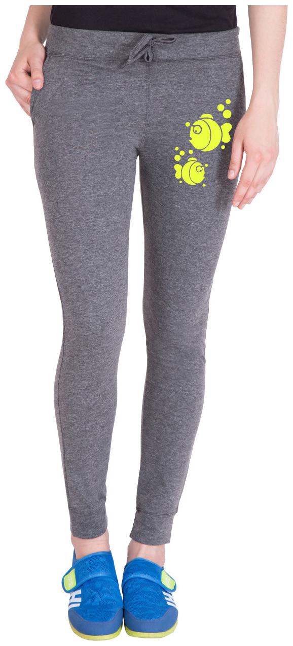 

American-Elm Women Slim fit Cotton Printed Track pants - Grey